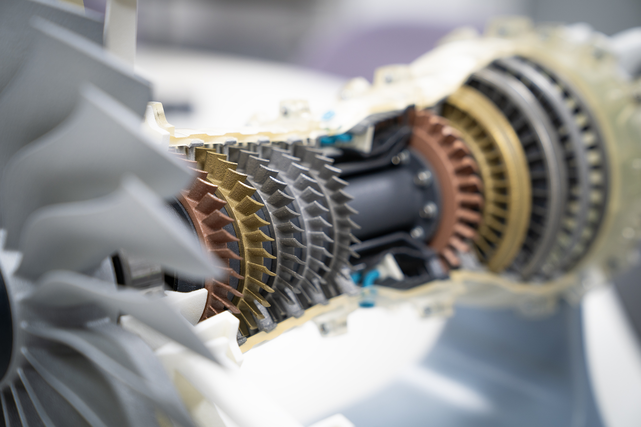 Various 3D-Printed Metal Components on a Turbine