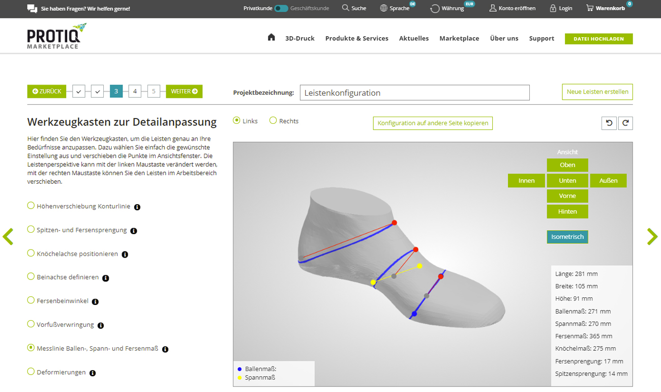 Shoe Last Configurator: Step 3