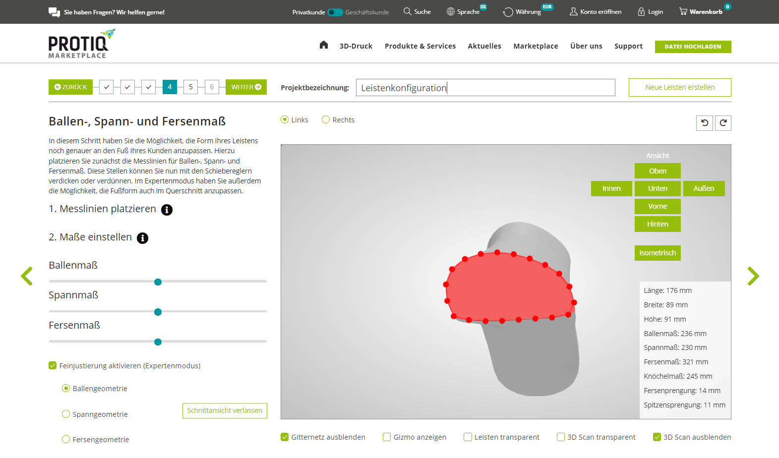 Shoe Last Configurator: Step 4